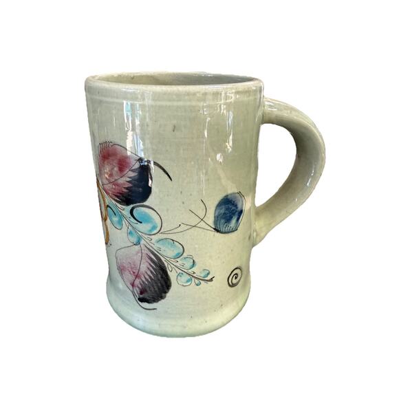 Noe Sure Mexico Hand Painted Tonala Large Mug Stein Vintage Folk Art Floral - Picture 4 of 10